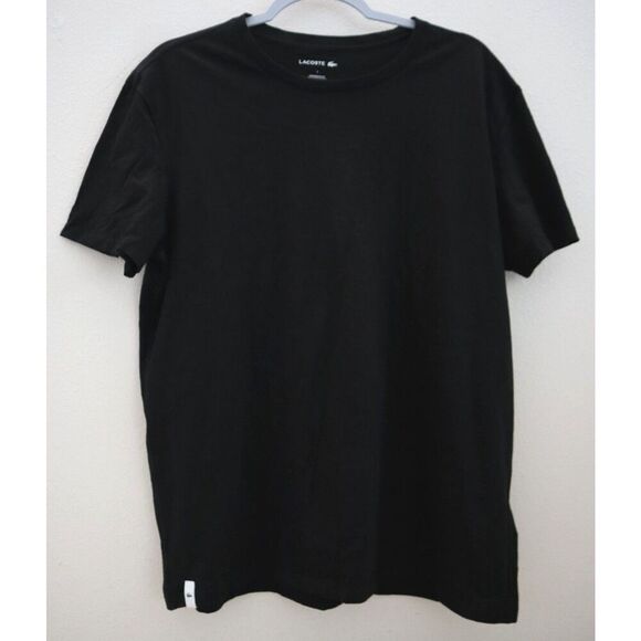 Lacoste TH3451 Men's Sz L Black Slim Fit Short Sleeve Cotton Jersey Undershirt - Picture 1 of 4